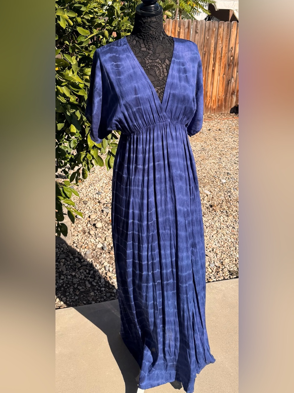 NWT Tiare Hawaii Deep Blue V-Neck Maxi Dress